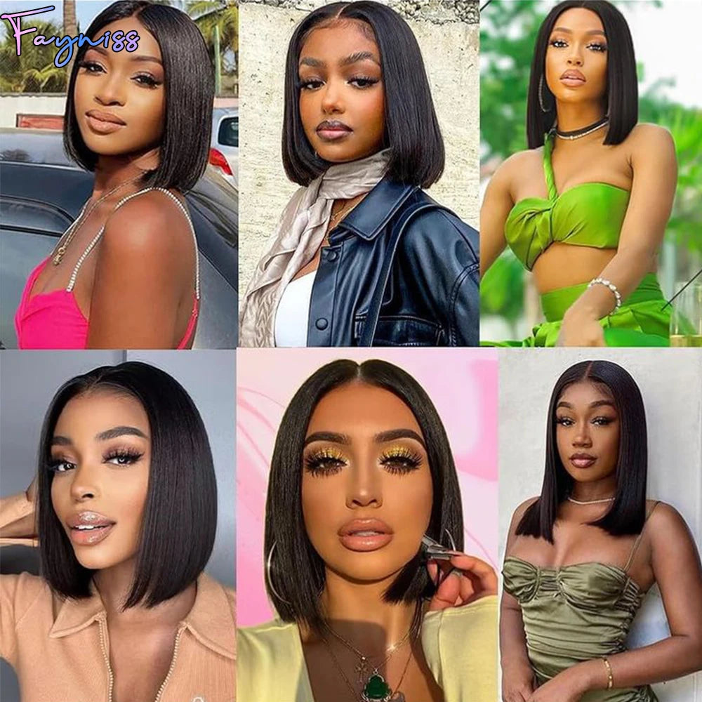 Wear and Go Glueless Straight Bob Wig 100% Human Hair Wigs for Women Pre Plucked Pre Cut Lace Front Wigs Human Hair
