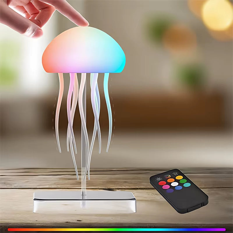 LED Cute Jellyfish Night Light with Dancing Legs, RGB Gradient Lamp, Rechargeable Bedside Lamps with Touch Sensor