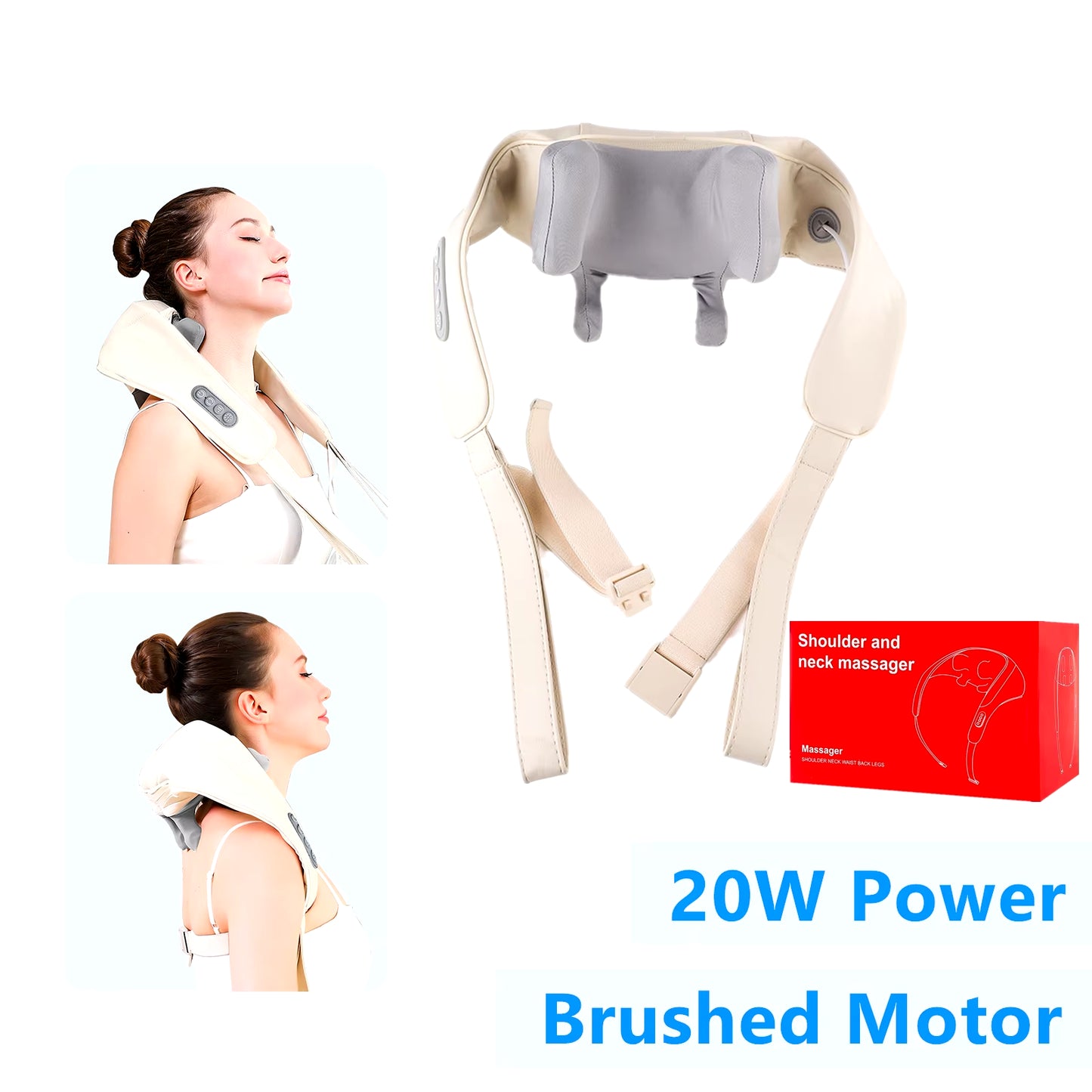26W Neck and Shoulder Massager Wireless Shoulder and Back Kneading Massage Shawl Trapezius Neck Cervical Masajeador