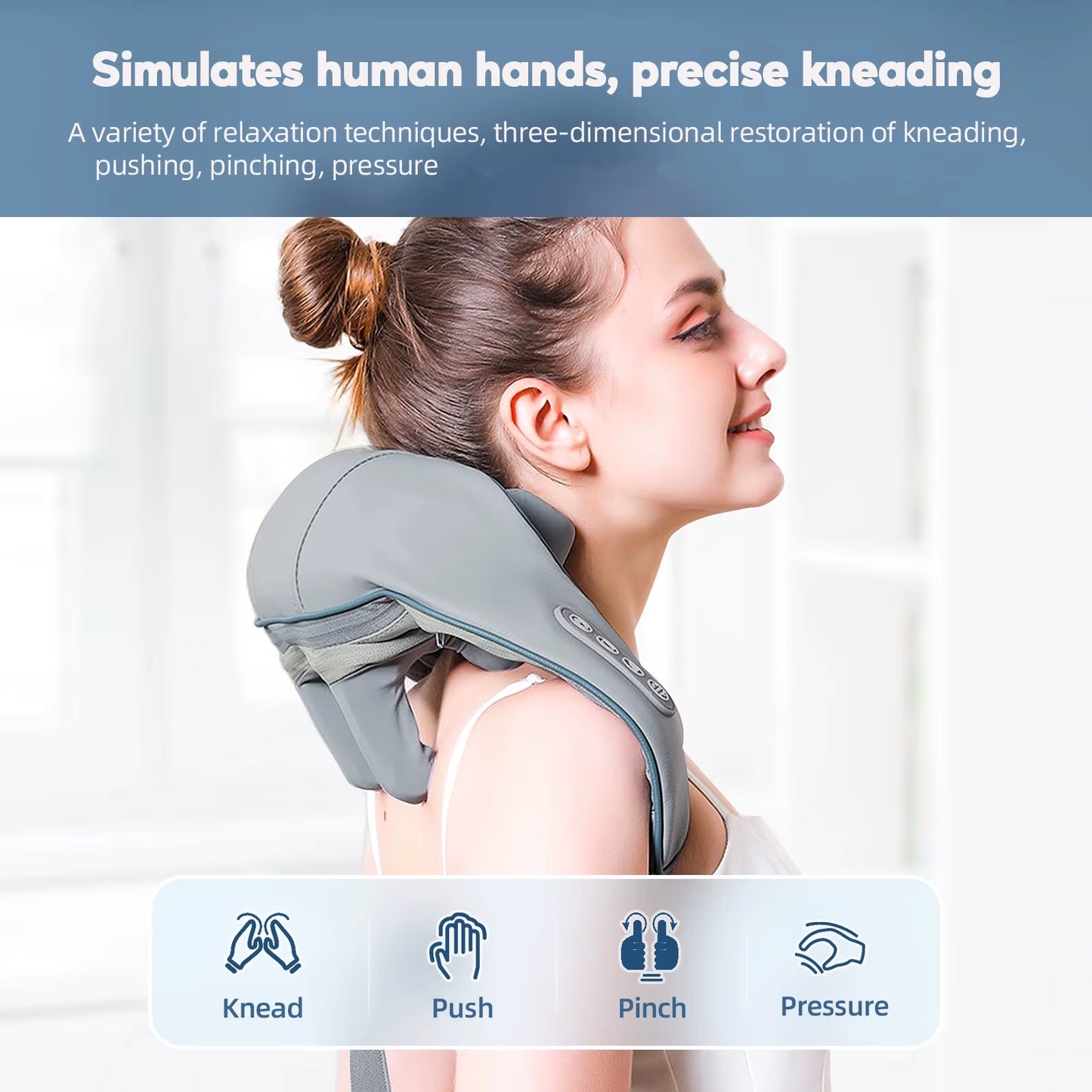 26W Neck and Shoulder Massager Wireless Shoulder and Back Kneading Massage Shawl Trapezius Neck Cervical Masajeador