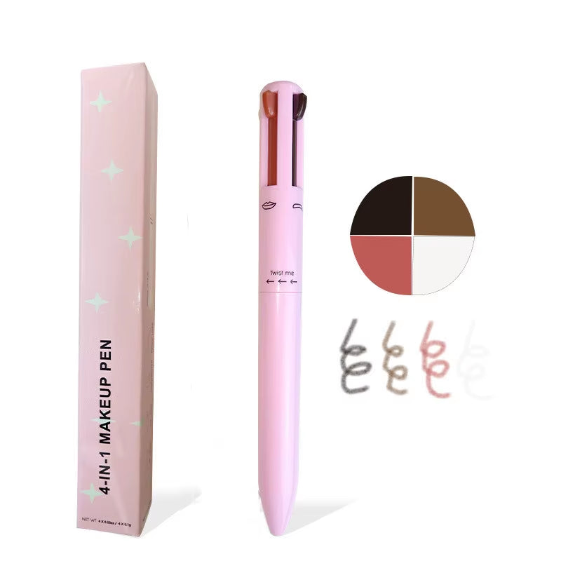 4 in 1 Multi Effect Makeup Pen Multi-Function Eyebrow Pencil Eyeliner Highlighter Lip Liner Lip Gloss Cosmetics Pen Make up Tool