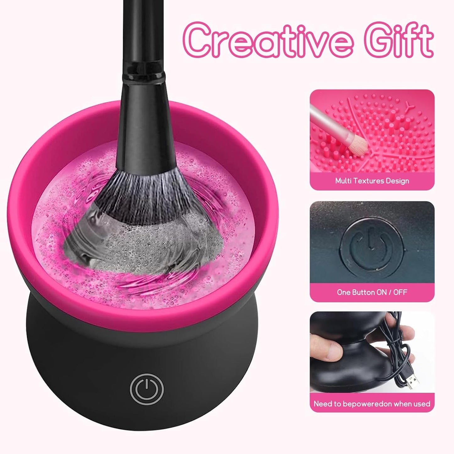 Makeup Brush Cleaner, Electric Makeup Brush Cleaner for Beauty Makeup Brush Set Cleaning Tool, Gift for Ladies, Mother'S Day. (Reddish-Black)