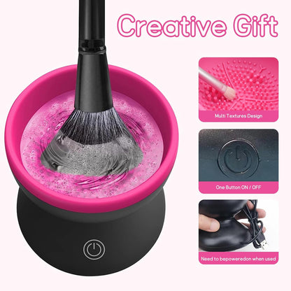 Makeup Brush Cleaner, Electric Makeup Brush Cleaner for Beauty Makeup Brush Set Cleaning Tool, Gift for Ladies, Mother'S Day. (Reddish-Black)