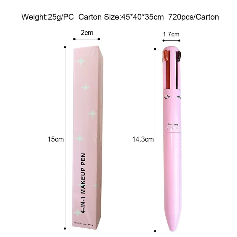 4 in 1 Multi Effect Makeup Pen Multi-Function Eyebrow Pencil Eyeliner Highlighter Lip Liner Lip Gloss Cosmetics Pen Make up Tool