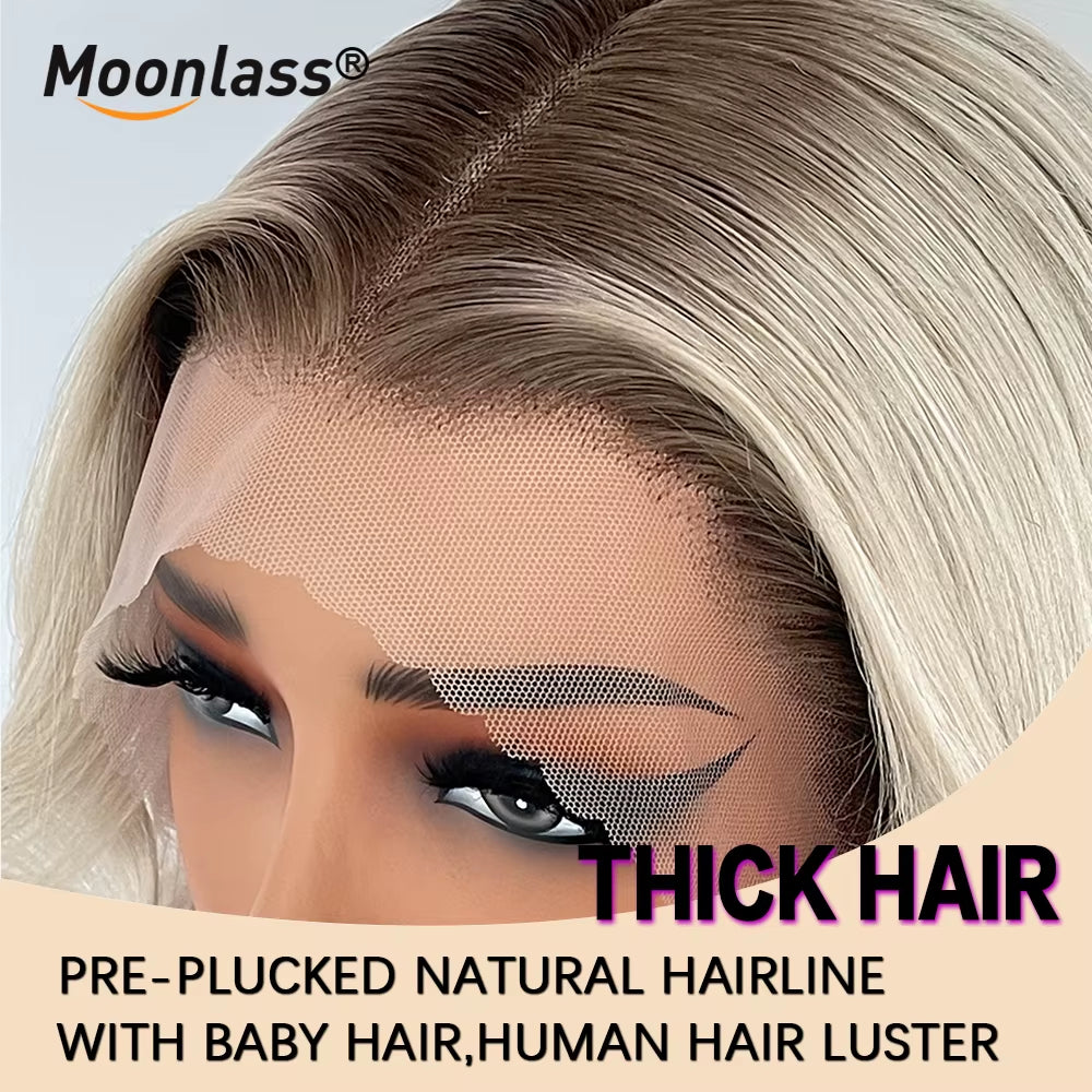 Blonde Body Wave Human Hair Wigs Virgin 180 Density 13X4 Lace Front Wigs for Women Ombre Pre-Plucked Brazilian Remy Hair Wigs