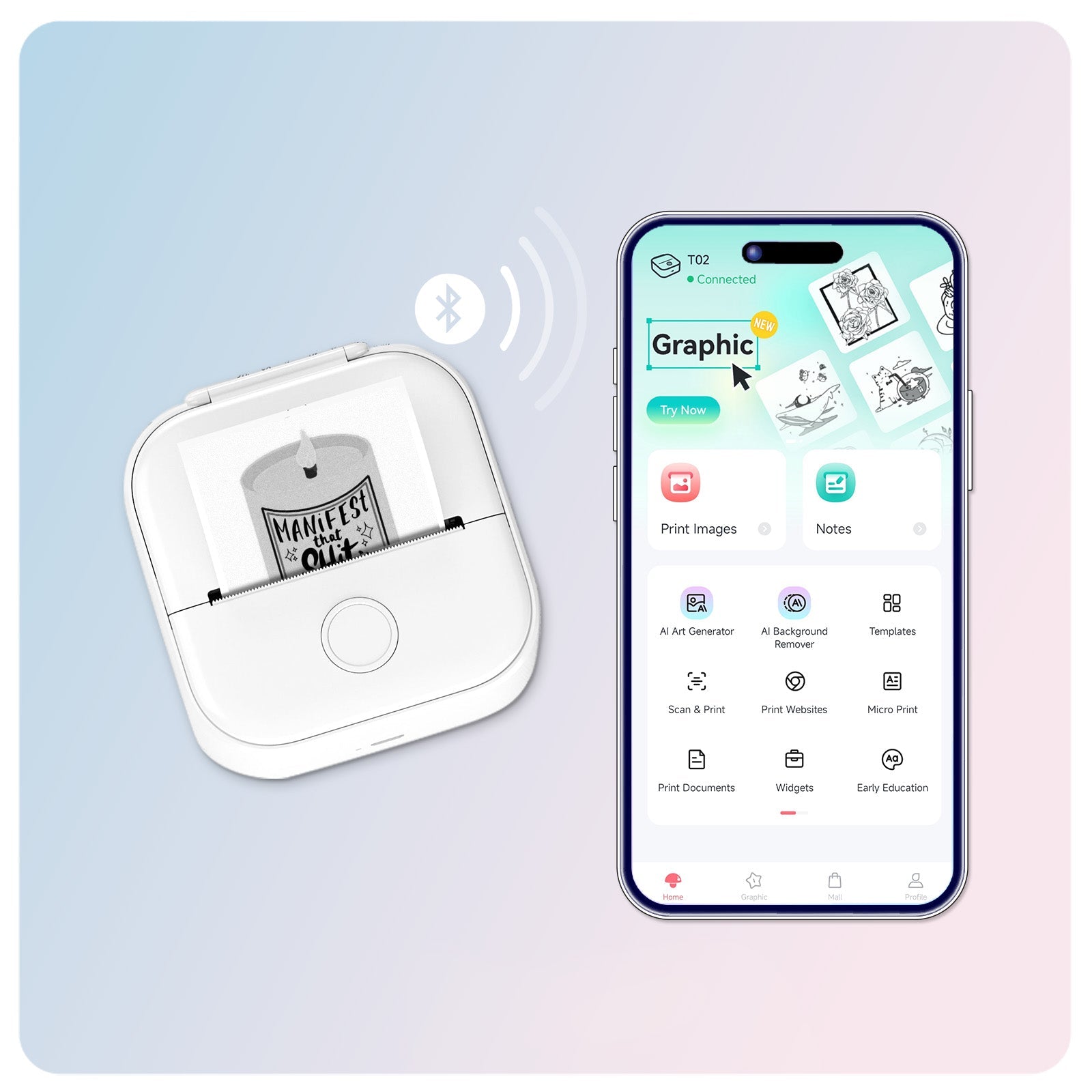 T02 Inkless Mini Printer