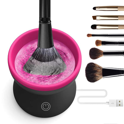 Makeup Brush Cleaner, Electric Makeup Brush Cleaner for Beauty Makeup Brush Set Cleaning Tool, Gift for Ladies, Mother'S Day. (Reddish-Black)