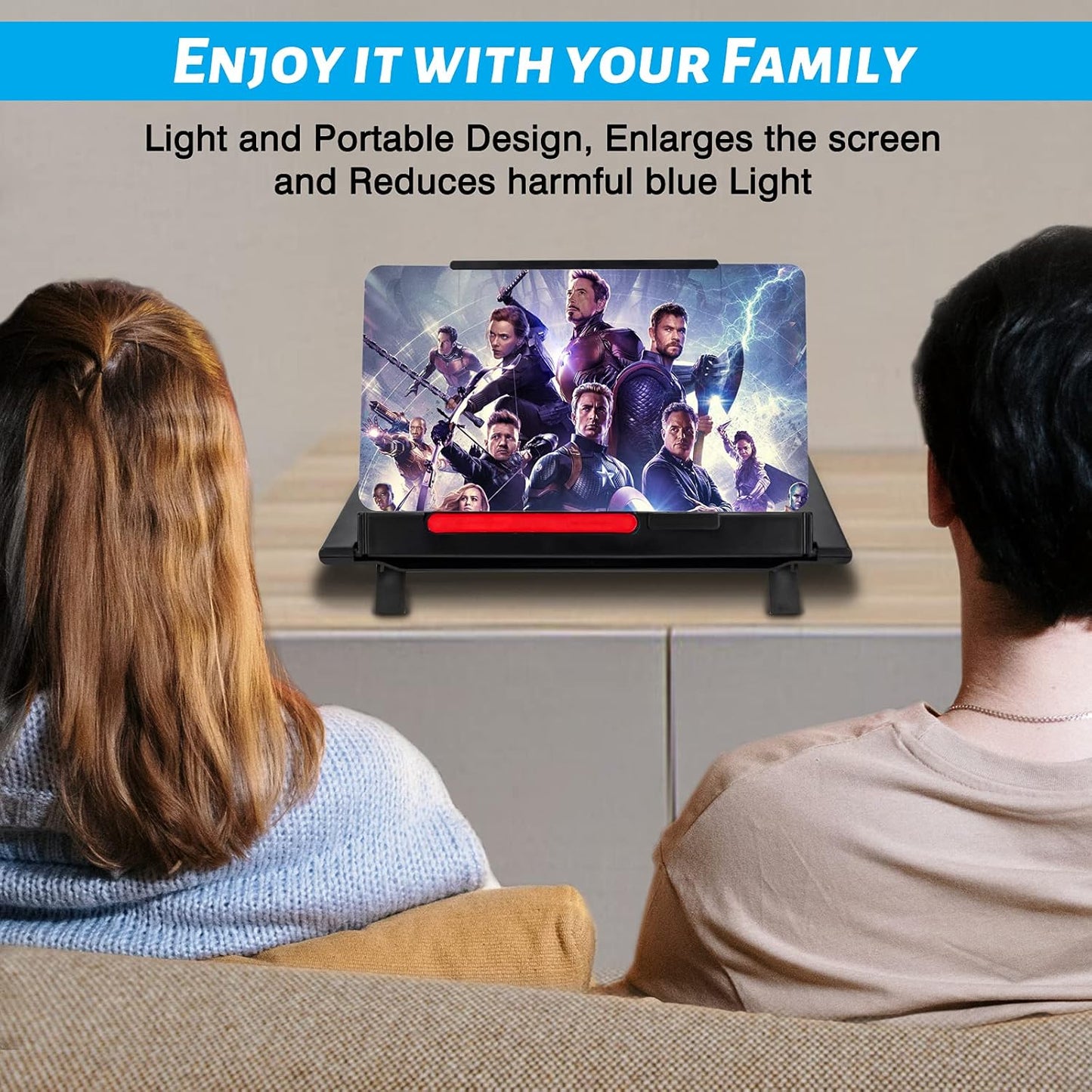 12 Inch Phone Screen Magnisfier for Cell Phone 3D HD Screen Amplifier with Portable Phone Stand Holder Rotatable Vertical Screen Enlarger Compatible with All Smartphones-Black