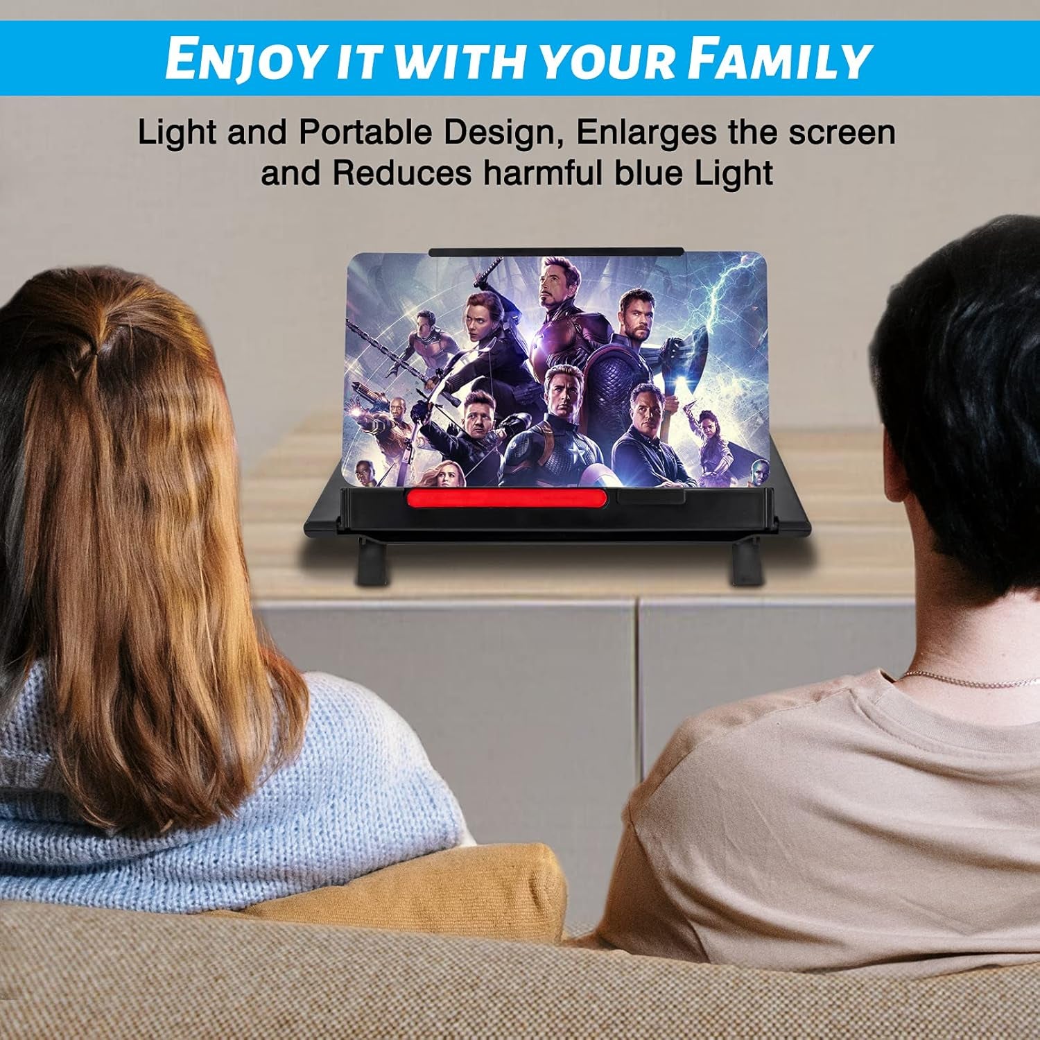 12 Inch Phone Screen Magnisfier for Cell Phone 3D HD Screen Amplifier with Portable Phone Stand Holder Rotatable Vertical Screen Enlarger Compatible with All Smartphones-Black