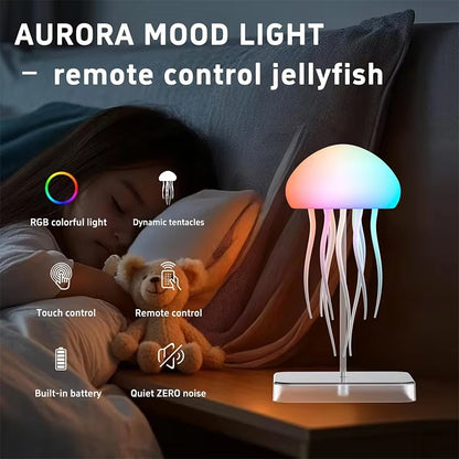 LED Cute Jellyfish Night Light with Dancing Legs, RGB Gradient Lamp, Rechargeable Bedside Lamps with Touch Sensor