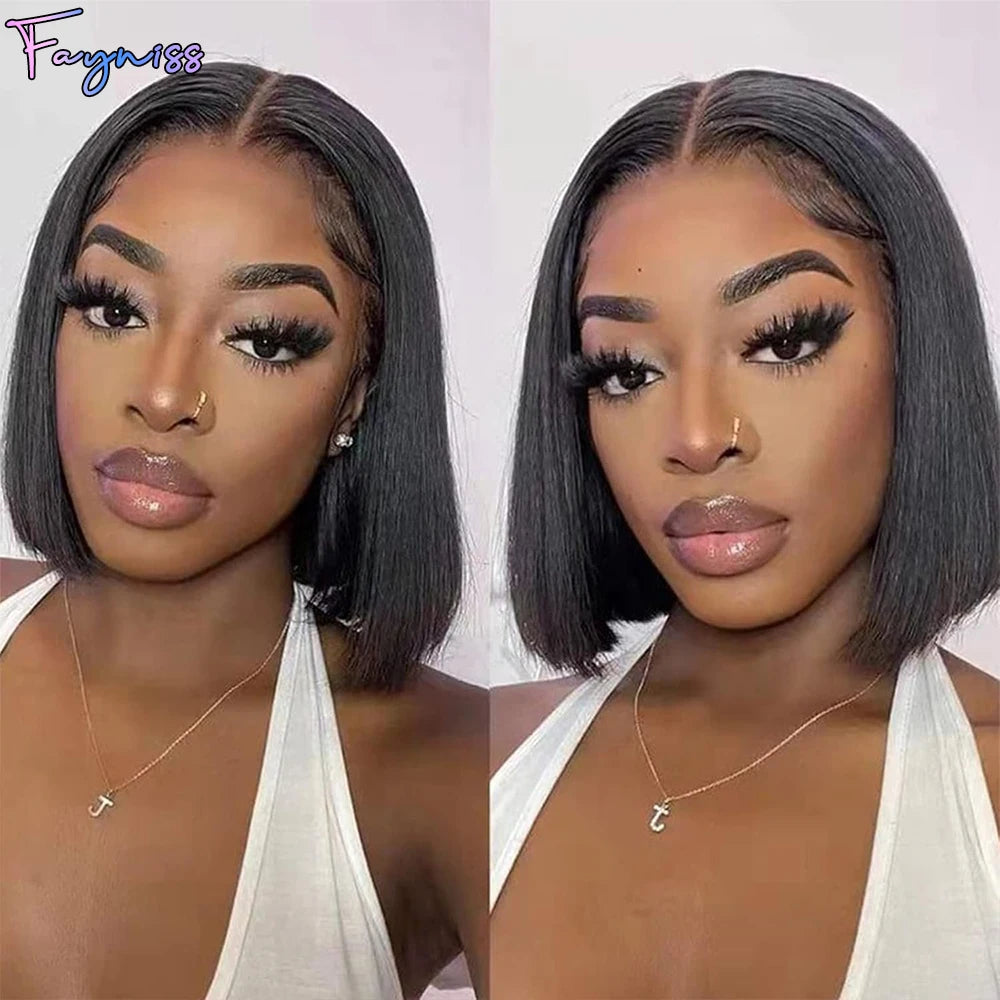 Wear and Go Glueless Straight Bob Wig 100% Human Hair Wigs for Women Pre Plucked Pre Cut Lace Front Wigs Human Hair