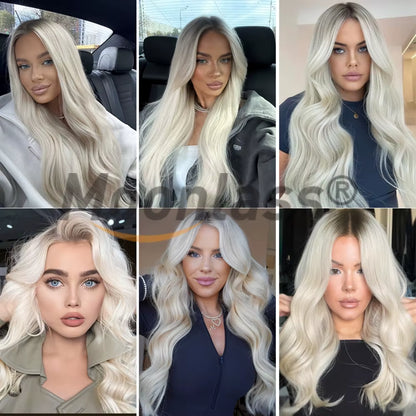 Blonde Body Wave Human Hair Wigs Virgin 180 Density 13X4 Lace Front Wigs for Women Ombre Pre-Plucked Brazilian Remy Hair Wigs